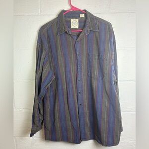 LOAFERS Good Things And Earthlings Striped Button Up Lightweight Casual Shirt